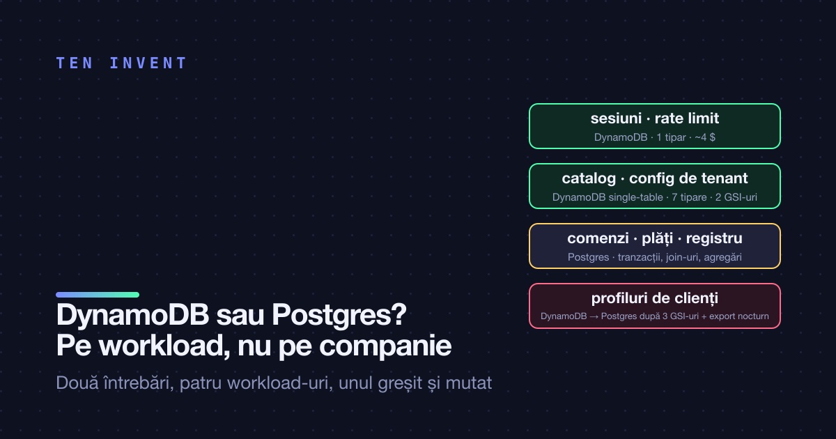 DynamoDB single-table sau Postgres? Cum am ales, pe fiecare workload, și unde am greșit