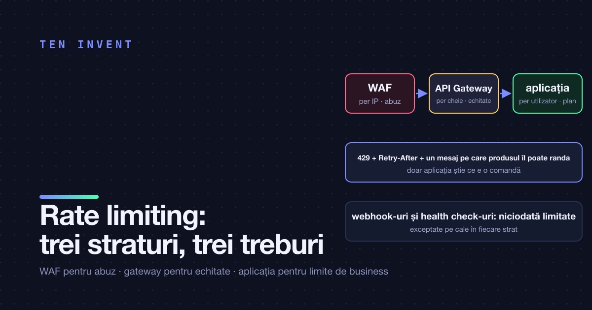 Rate limiting: la margine, în gateway sau în aplicație? Trei straturi, trei treburi